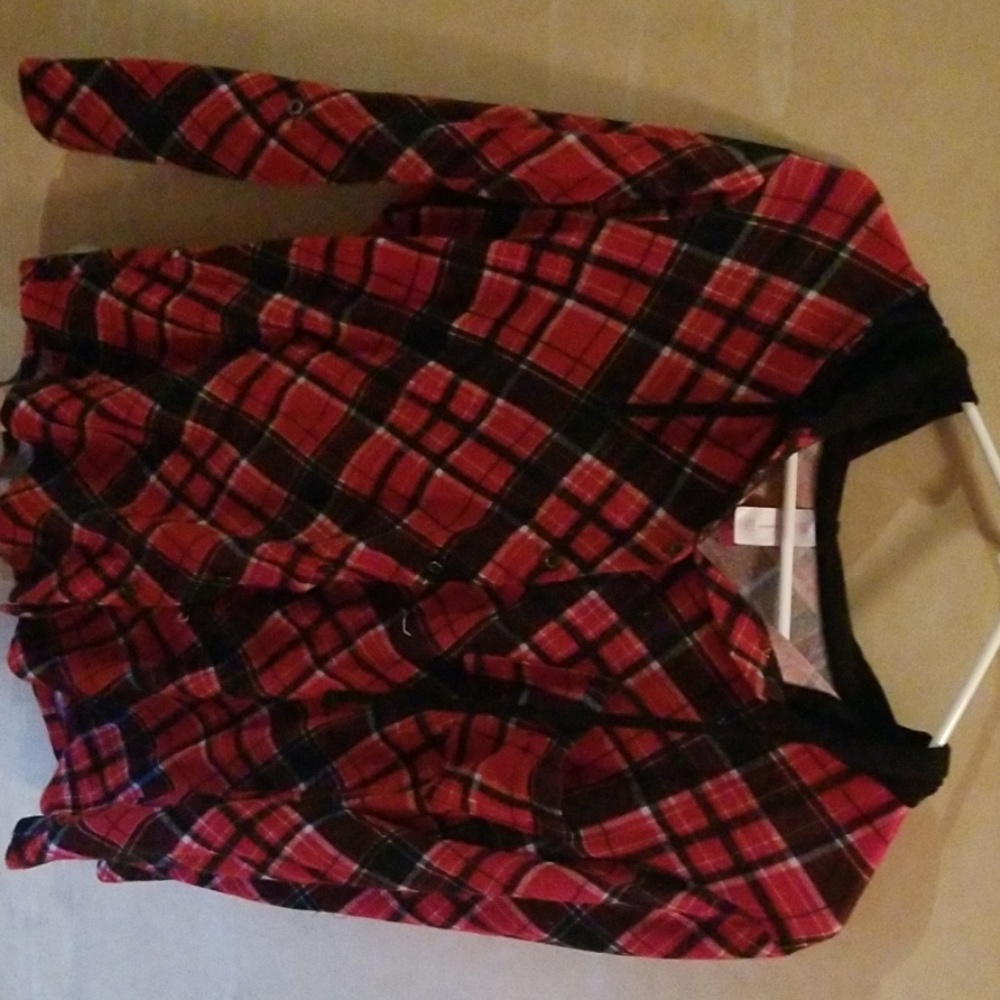 Red and black button up